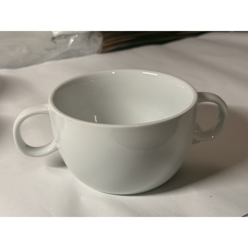 World Market Double Handle White Bowl
